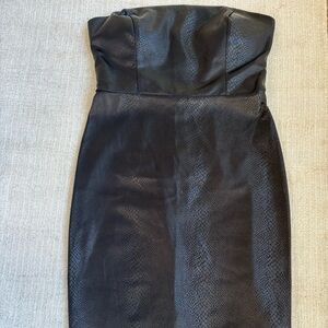 Bebe Black Textured Strapless Midi Dress